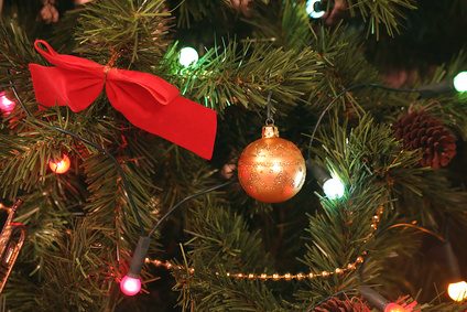 Un arbre de Noël devrait être fixé dans son stand avant de décorer avec des lumières.