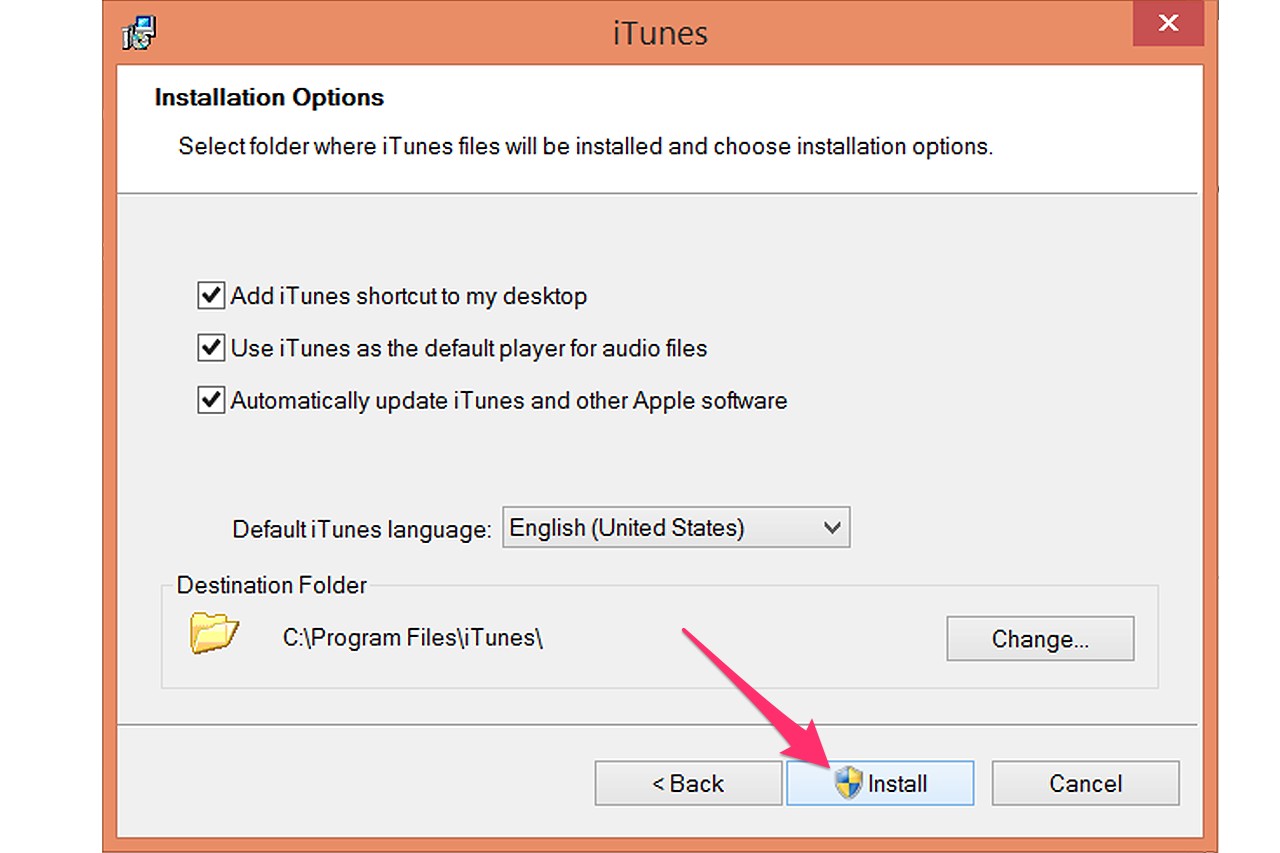 Suivez les instructions à l'écran pour installer iTunes.