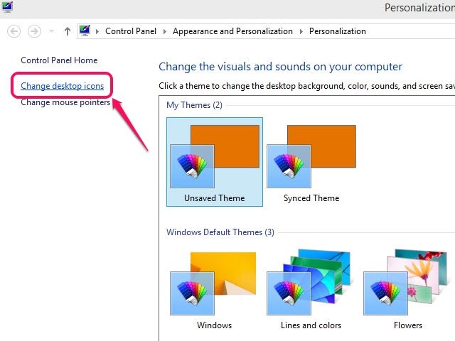 La fenêtre Personnalisation a la possibilité de changer votre thème Windows.