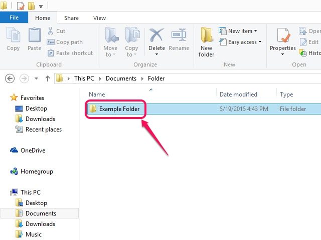 Vous pouvez utiliser Explorateur de fichiers Windows pour naviguer vers l'icône du dossier.