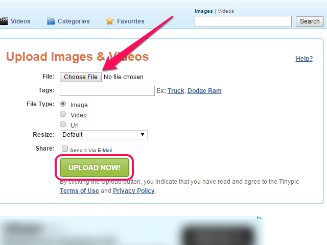 Sélectionnez une taille appropriée dans le menu déroulant Redimensionner si vous voulez TinyPic pour redimensionner votre photo.
