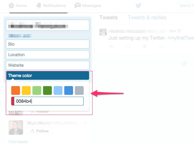 Twitter ajoute des couleurs secondaires pour compléter votre couleur primaire choisie.