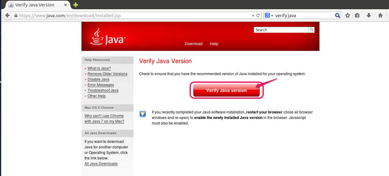 Vérifiez que Java est installé et fonctionne.