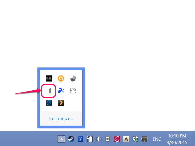 L'icône varie légèrement selon la version de Windows. Cette image montre Windows 8.