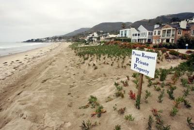 Signe de propriété privée pour les maisons en bord de mer à Malibu, en Californie