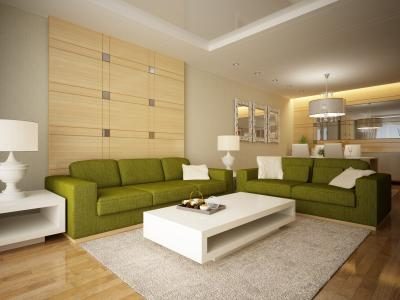 Salon moderne avec des canapés en forme de L
