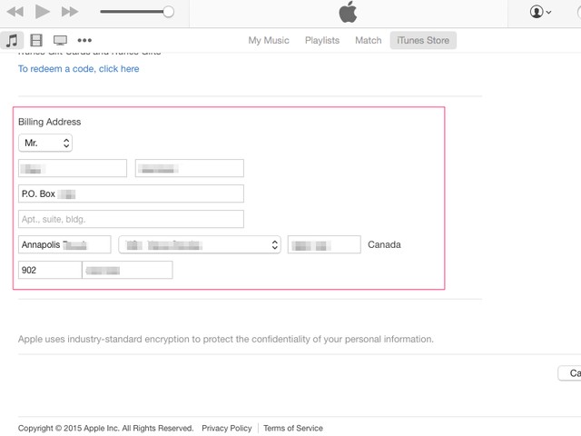 Les informations que vous entrez doit correspondre à ce que's on file with your credit card company or the card won't be added to iTunes.