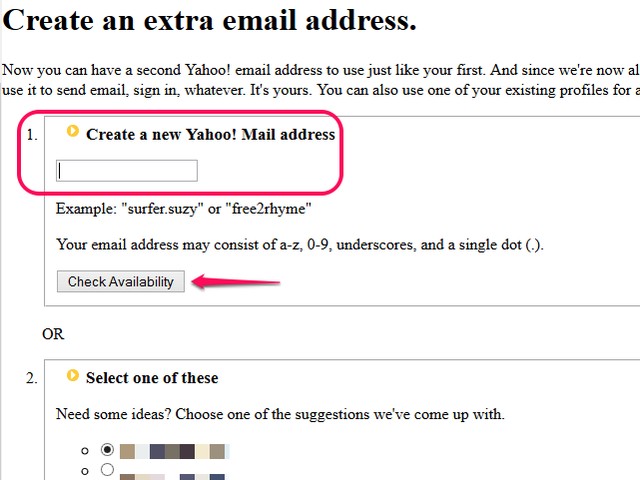 Nouvelle fenêtre de création d'une adresse e-mail supplémentaire