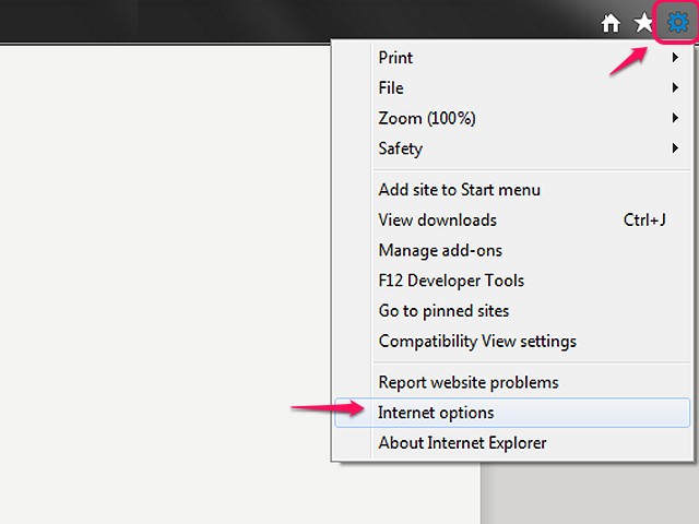 Cette option de menu ouvre le panneau de configuration Options Internet.