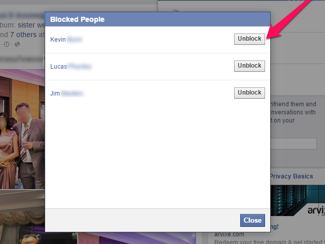 Les utilisateurs bloqués peuvent toujours interagir avec vous sur les groupes Facebook ou pages.